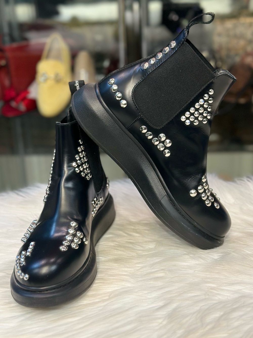 Alexander McQueen Studded Chelsea Boots size 38.5 D